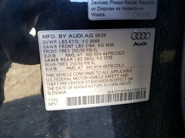 Audi Q7 Premium 2010 Black 3.6L 6 vin: WA1CYAFE0AD000308
Final